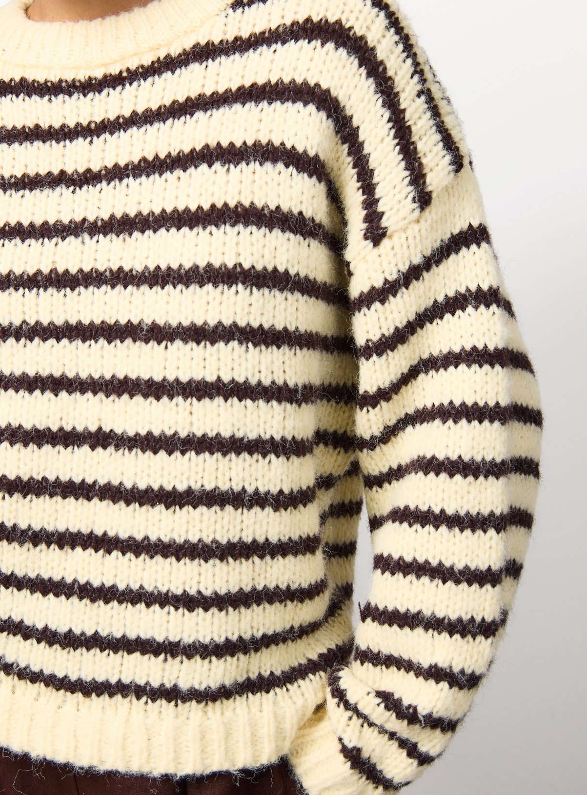 Cream Stripe Print Slouch Fit Knitted Jumper XL - Image 3 thumbnail